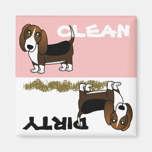 Cute Basset Hound Clean Dirty Dishwasmachine Magne Magneet