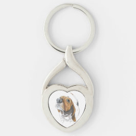 Cute Basset Hound Close Love Sleutelhanger