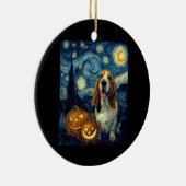 Cute Basset Hound Dog Halloween Jack O Lantern Pum Keramisch Ornament (Rechts)