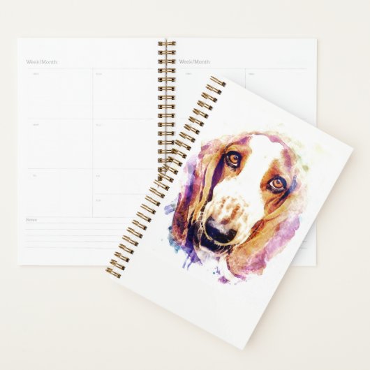Cute Basset Hound Dog Head Face Puppy Planner (Display)