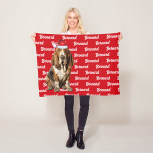 Cute Basset Hound Dog met Dog Kerstfeestdag Fleece Deken