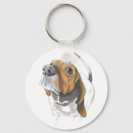 Cute Basset Hound Lovers Close Sleutelhanger
