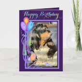 Cute Basset Hound on Funny Birthday Card W/Ballon Kaart (Voorkant)