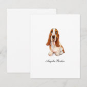Cute Basset Hound waterverf Flat Hartelijk dank Bedankkaart (Voorkant / Achterkant)