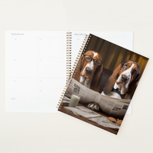 Cute basset hounds lecture journal (Devant avec enveloppe)