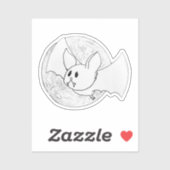 Cute Bat and Full Moon Halloween Sticker (Vel)