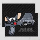 Cute Bat Halloween Party Invitation Kaart (Voorkant / Achterkant)
