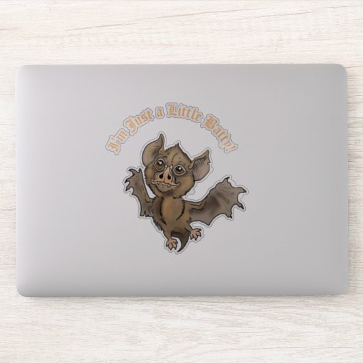 Cute Bat met Fangs Ik ben maar een kleine Batty. Sticker (Computer)