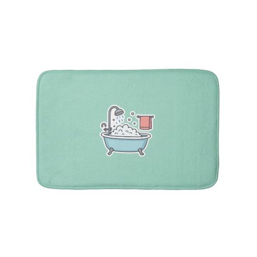 Cute Bathtub Sticker with Bubbles and Towel Badmat (Voorkant)