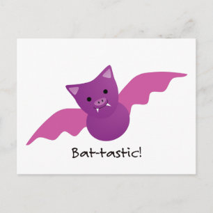 Cute Battastic Pink Bat. Briefkaart