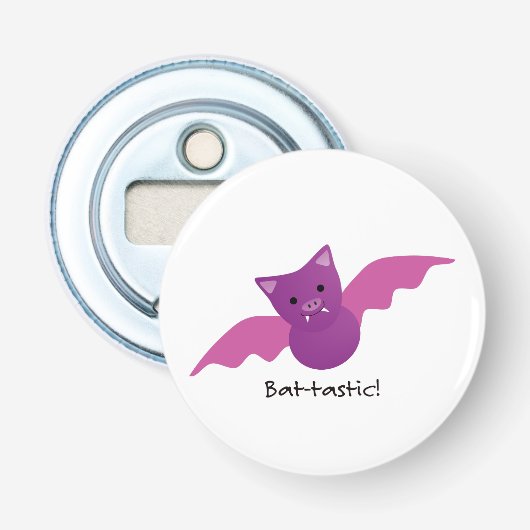 Cute Battastic Pink Bat. Button Flesopener (Voorkant)
