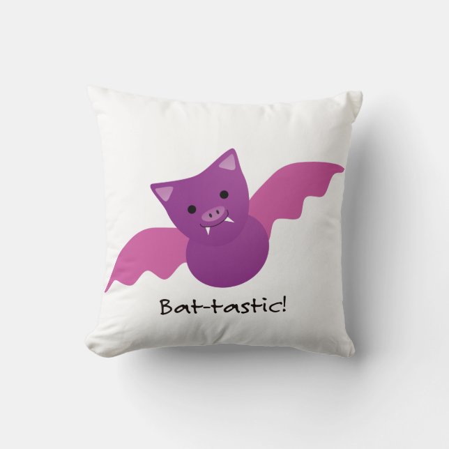 Cute Battastic Pink Bat. Kussen (Voorkant)