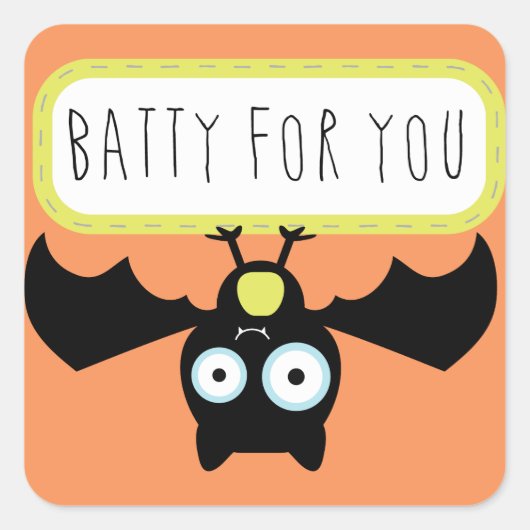 Cute Batty Halloween Vierkante Sticker (Voorkant)
