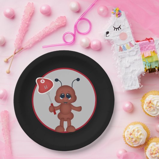 Cute bbq steak ant party papieren bordje (Feest)