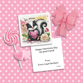 Cute Be Mine Skunk Classroom Valentine Notitiekaartje