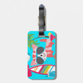 Cute Beach Bum Kitty Cat Zonnebril Strandbal Bagagelabel (Achterkant verticaal)
