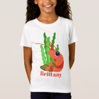 Cute Beach crevettes ajouter nom t-shirt
