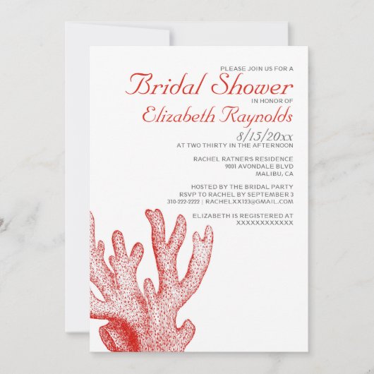 Cute Beach Destination Bridal Shower Invitations (Devant)