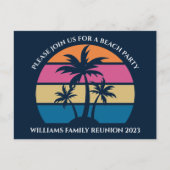 Cute Beach Palm Tree Family Reunion Invitation (Devant)