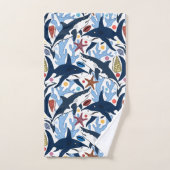 Cute Beach requin carrelé motif de serviettes de b (Serviette à main)