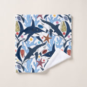 Cute Beach requin carrelé motif de serviettes de b (Gant de toilette)