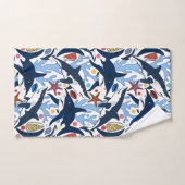 Cute Beach requin carrelé motif de serviettes de b (Serviette à main)