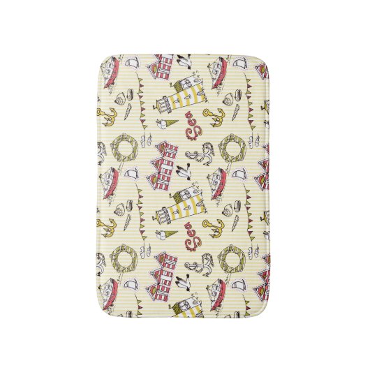 Cute Beach Scene Pattern Badmat (Voorkant Verticaal)