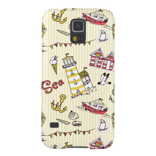Cute Beach Scene Pattern Case-Mate Samsung Galaxy Hoesje (Achterkant)