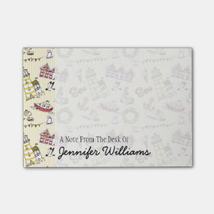Cute Beach Scene Pattern   Jouw namen toevoegen Post-it® Notes