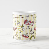 Cute Beach Scene Pattern Jumbo Mok (Voorkant)