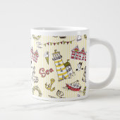 Cute Beach Scene Pattern Jumbo Mok (Rechts)