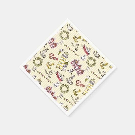 Cute Beach Scene Pattern Servet (Hoek)