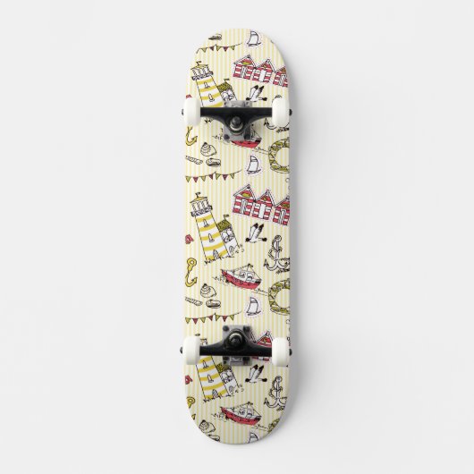 Cute Beach Scene Pattern Skateboard (Voorkant)