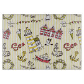 Cute Beach Scene Pattern Snijplank (Voorkant)