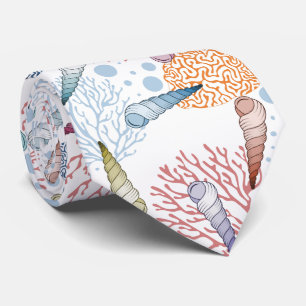 Cute Beach seashell koral Patroon stropdas