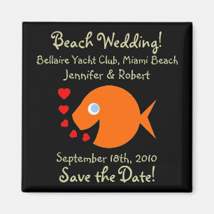 Cute Beach Thleding Wedding Save the Date Magneet