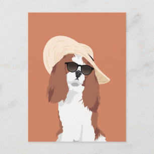 Cute Beach Vacation Cavalier King Charles Spaniel Briefkaart