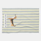 Cute Beagle blue en crème striped Theedoek (Horizontaal)