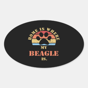Cute Beagle Dog Ovale Sticker