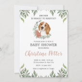 Cute Beagle Dog Puppy Greenery Boho Baby shower in Kaart (Voorkant)
