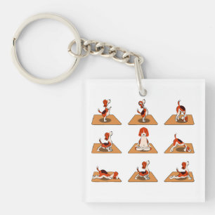 Cute Beagle Dogs Yoga Asana Poses Sleutelhanger