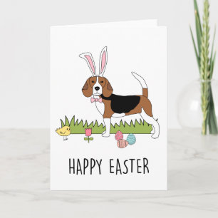 Cute Beagle Easter Bunny Card Feestdagen Kaart