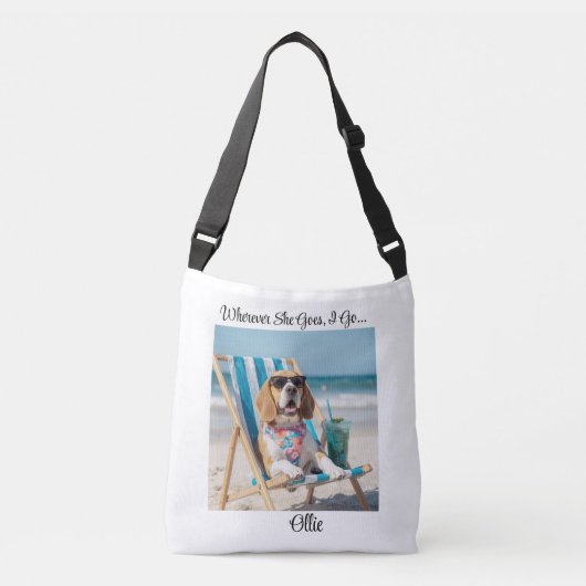 Cute Beagle Gepersonaliseerde Boodschappentas Crossbody Tas (Voorkant)