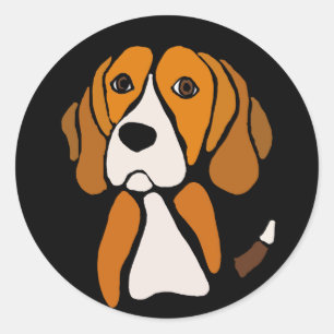 Cute Beagle Hound Dog Abstracte Art Ronde Sticker