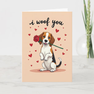 Cute Beagle Ik Woef Jou Kaart