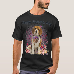 Cute Beagle Mam Flower Happy Moederdag Love Dog T-shirt