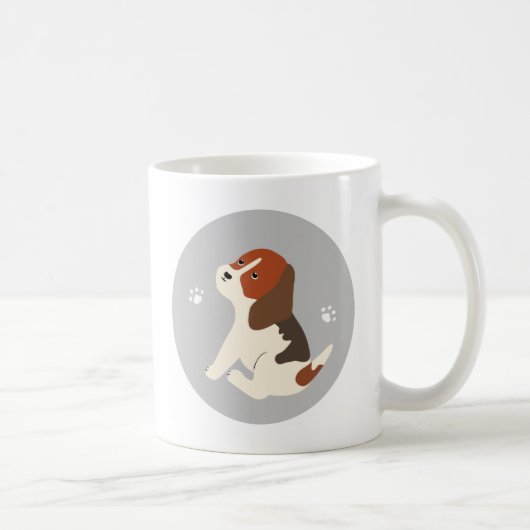 Cute beagle mug かわいいビーグルのイラストのマグカップ コーヒーマグカップ (Droite)