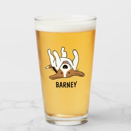Cute Beagle Personalized  | Funny Dog Glas (Voorkant gevuld)