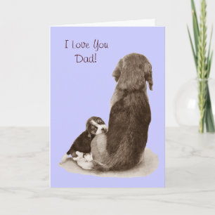 Cute beagle puppy dog met vers vers voor vader kaart