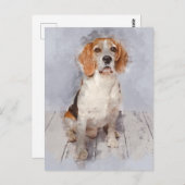 Cute Beagle Waterverf Portret Briefkaart (Voorkant / Achterkant)